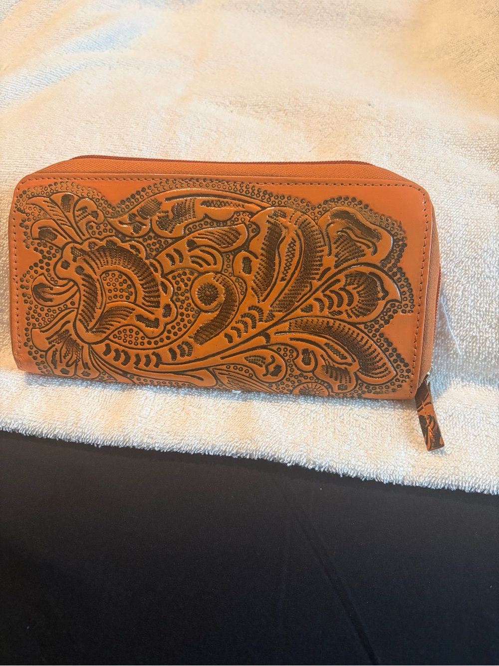New Orange Tooled Leather Wallet